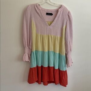 Pomander Place Tiered Color Block Dress